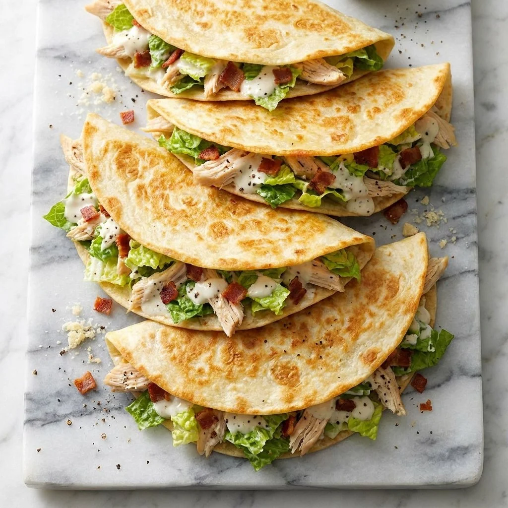 Chicken Caesar Smash Tacos