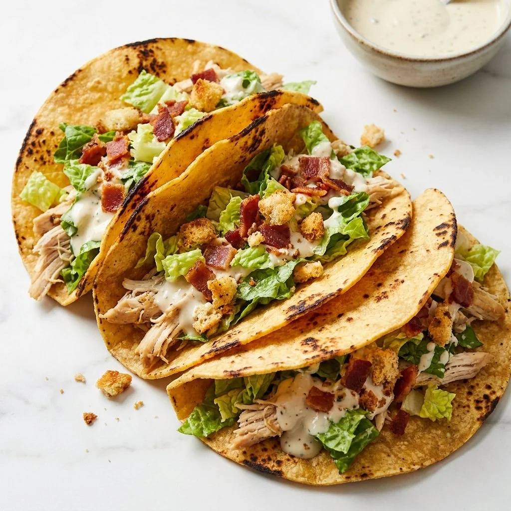 Chicken Caesar Smash Tacos