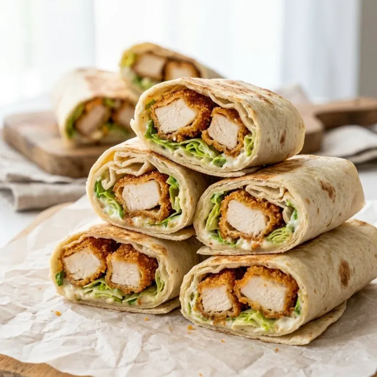 Homemade Chicken Caesar Wrap ready to serve with fresh ingredients
