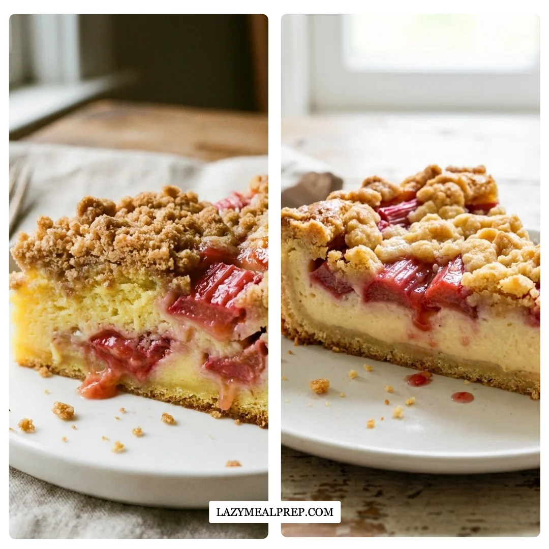Creamy Rhubarb Custard Cake - thegirlskitchen