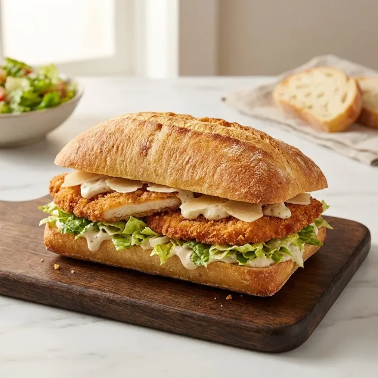 Crispy Chicken Caesar Sandwich with fresh lettuce and dressing