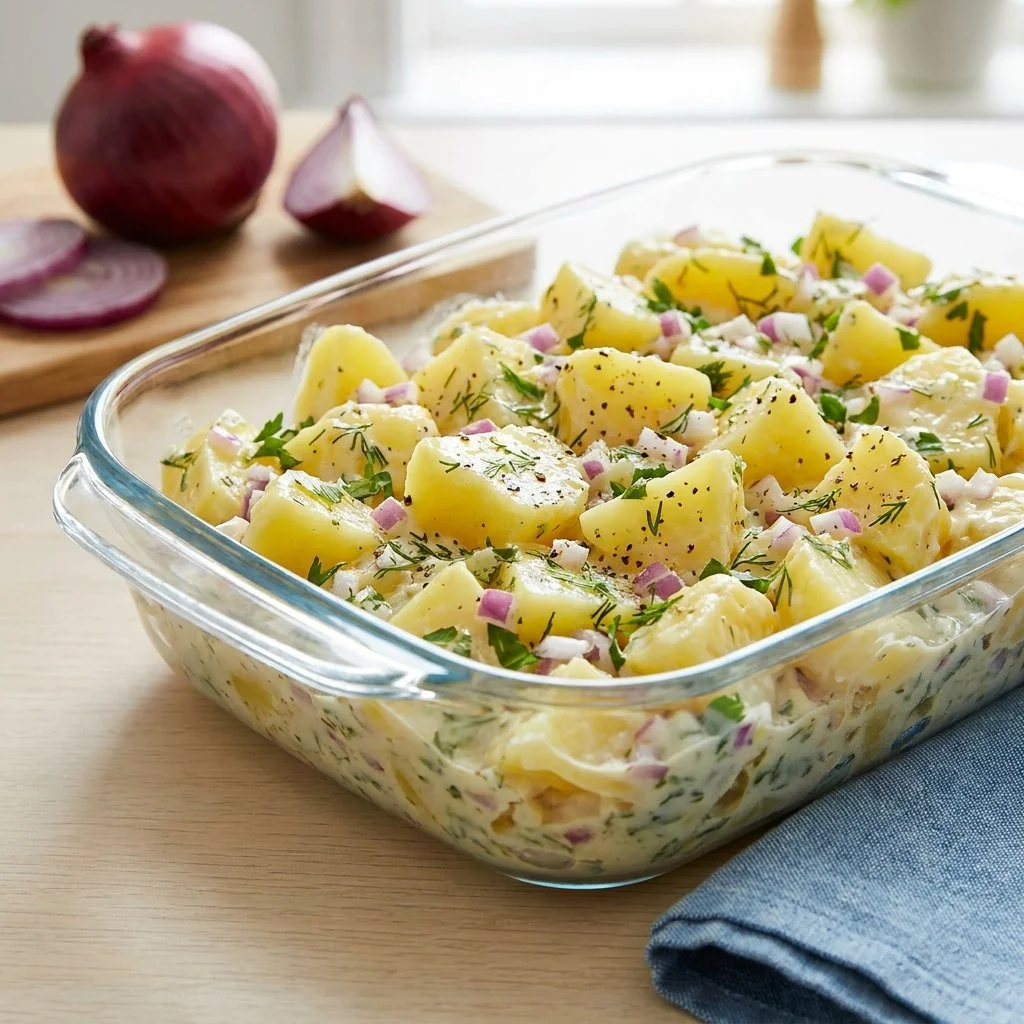 Easy Copycat Walmart Amish Potato Salad - thegirlskitchen