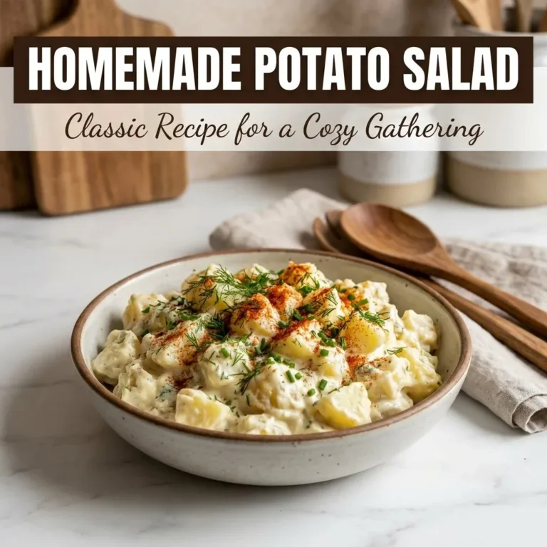 Bowl of old-fashioned potato salad made for a family gathering