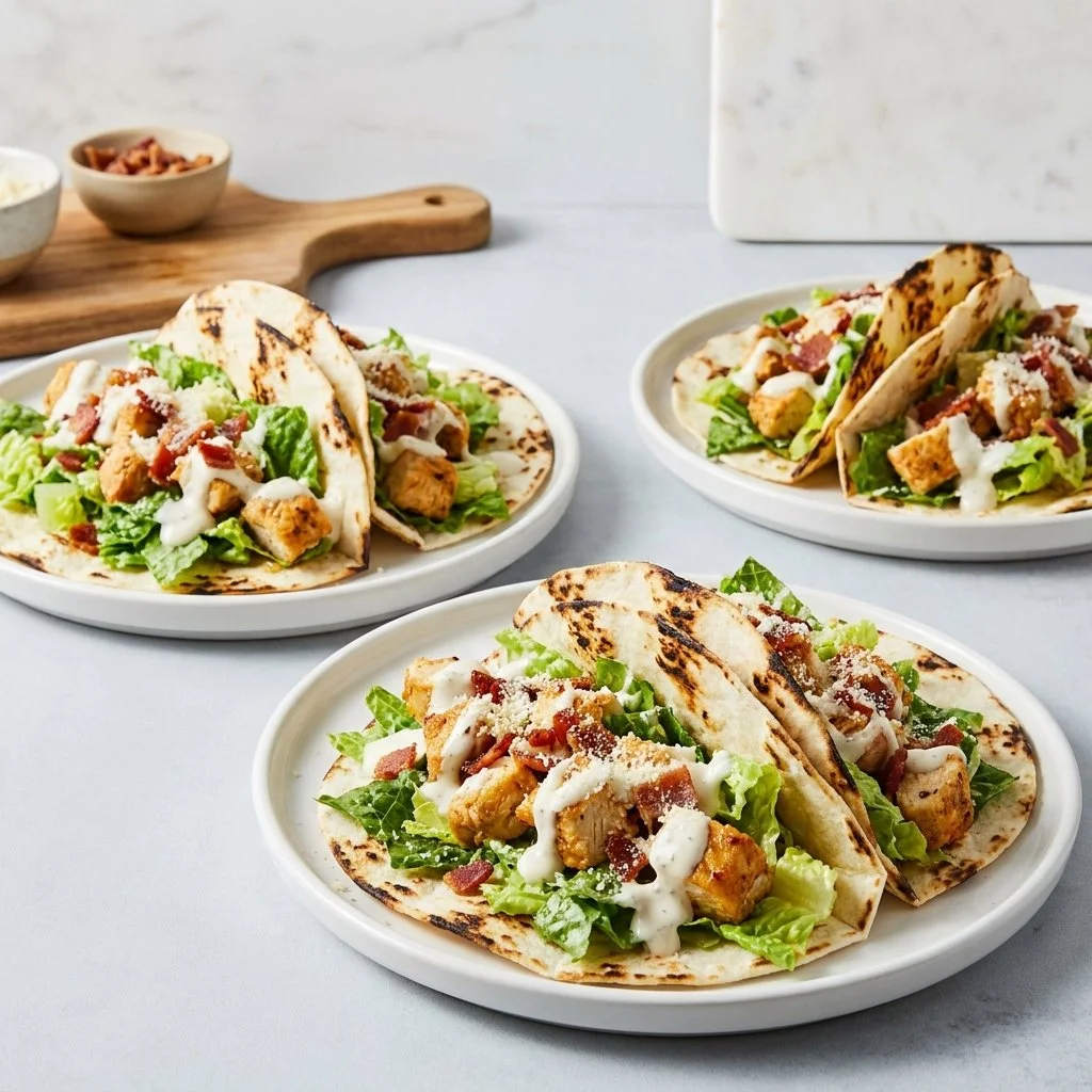 Smash Chicken Caesar Tacos 