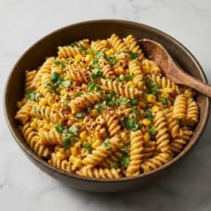 Street Corn Pasta Salad served in a bowl, perfect for family night dinners.
